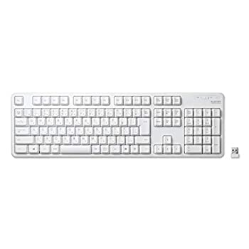 【中古】エレコム キーボード ワイヤレス (レシーバー付属) メンブレン フルキーボード ホワイト TK-FDM106TXWH