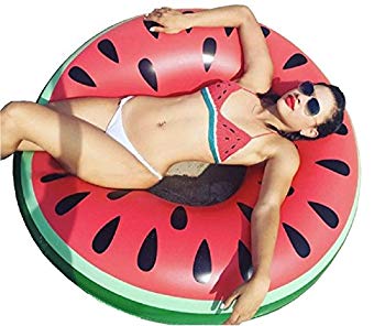 【中古】【非常に良い】UNI 大きな 浮き輪 フロート プール 海 レジャー 用 【 空気入れセット 】 (120 スイカ) dwos6rj(3)