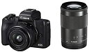 【中古】【非常に良い】Canon キヤノン ミラーレス一眼カメラ EOS Kiss M(ブラック)・ダブルズームキット EOSKISSMWH-1545ISSTM...