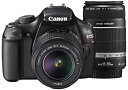 【中古】Canon デジタル一眼レフカメラ EOS Kiss X50 ダブルズームキット EF-S18-55mm/EF-S55-250mm付属 ブラック KIS...