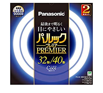 【中古】パナソニック 丸形蛍光灯(FCL) 32&40W形 2本入 G10q クール色 パルックプレミア FCL3240ECWH2K..