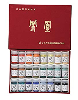 【中古】ナカガワ胡粉 日本画用絵具 鳳凰 岩絵具 24色セット(赤) qqffhab