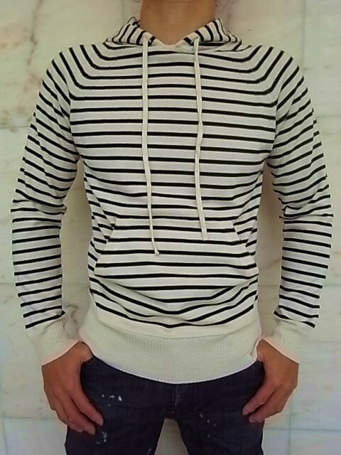 MARC JACOBS（マーク　ジェイコブス）【STEVIE STRIPE SWEATER】”SLIM FIT”フーデットボーダーKNIT☆IVORY NIGHT★