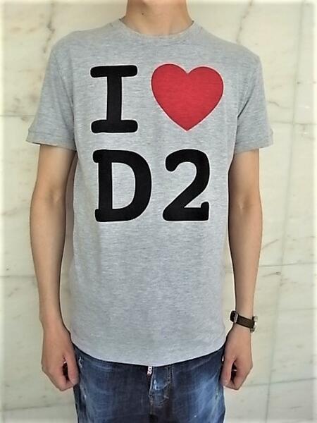 DSQUARED2（ディースクエアード）【I HEART D2 T-SHIRT】”CHIC DAN FIT””I LOVE D2”ショートスリーブティーシャツ☆GREY MELANGE★