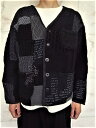 PORTER CLASSIC（ポータークラシック）【H/W PATCHWORK KNIT CARDIGAN】ハンドワーク”パッチワーク”ニットカーディガン★BLACK★