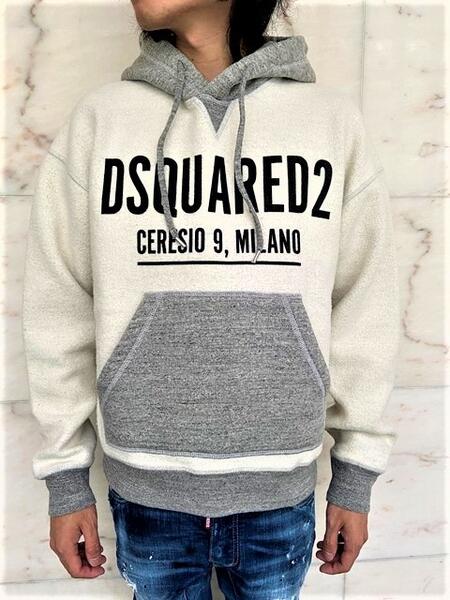 DSQUARED2（ディースクエアード）【CERESIO 9 MIKE HOODIE】”MIKE FIT””CERESIO 9”スウェットパーカー☆GREY MELANGE☆
