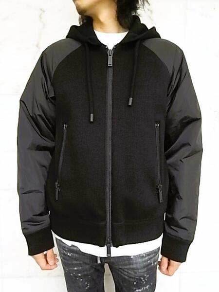 DSQUARED2（ディースクエアード）IBRA BLACK ON BLACK【IBRA RAGLAN SLEEVE HOODIE】”IBRA BLACK ON BLACK”ニットボンディングフーデットジャケット★