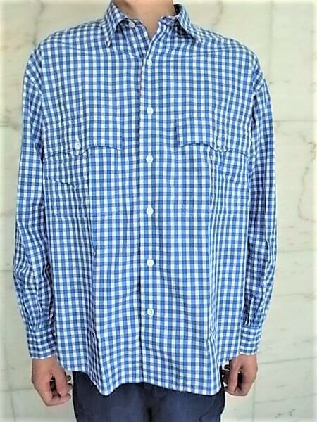 楽天2FantasticPORTER CLASSIC（ポータークラシック）【ROLL UP TRICOLOR GINGHAM CHECK SHIRT】ROLL UP SHIRT☆BLUE★