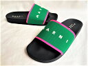 マルニ サンダル メンズ MARNI（マルニ）【GREEN LOGO JACQUARD RUBBER SLIDE】"MARNI"シャワーサンダル★GREEN×PINK☆