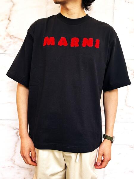 MARNI（マルニ）クルーネックショートスリーブ"モヘア パッチ ロゴ"Tee★BLACK★
