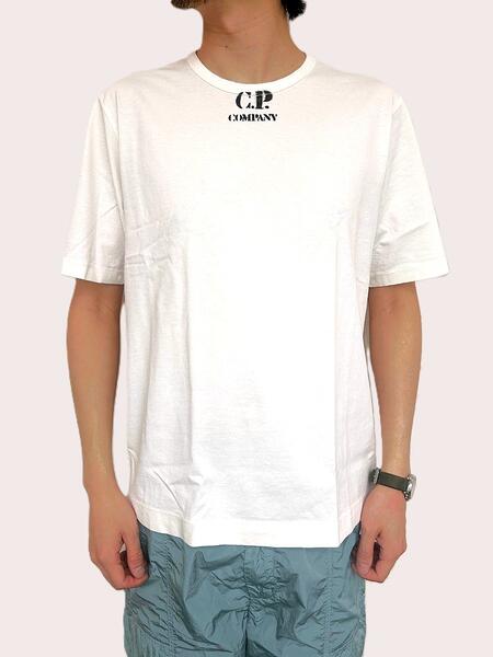 Rakuten - C.P.COMPANY(シー・ピー・カンパニー）【20/1 JERSEY STENCIL LOGO T-SHIRT】20/1 ジャージ ステンシル ロゴ ショートスリーブ ティーシャツ☆GAUZE WHITE☆
