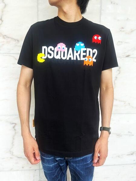 DSQUARED2（ディースクエアード）【PAC-MAN CIGARETTE T-SHIRT】CIGARETTE FIT”PAC-MAN”Tee★BLACK★