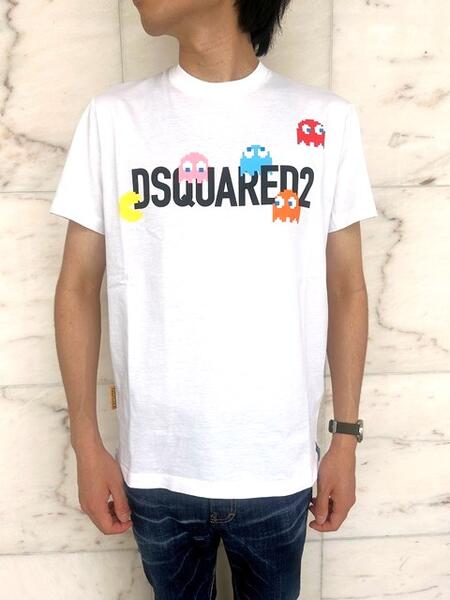 DSQUARED2（ディースクエアード）【PAC-MAN CIGARETTE T-SHIRT】CIGARETTE FIT”PAC-MAN”Tee☆WHITE☆