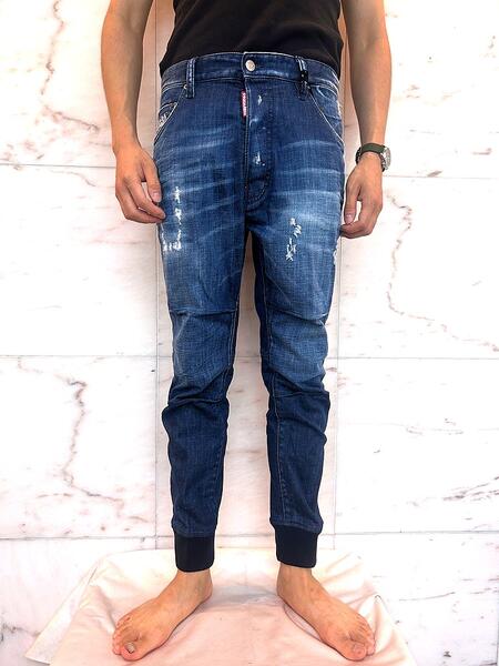 DSQUARED2（ディースクエアード）【TRACK DENIM PANTS】"STRETCH DENIM""DARK MIDNIGHT BLUE WASH"ウエストイージージョガーJeans★