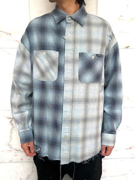 Rakuten - KAMIYA（カミヤ）【Repaired Crazy Checked Shirt】リペアドクレイジーパターン チェックシャツ★BLUE☆