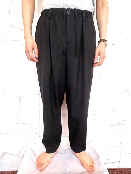 Rakuten - MARNI（マルニ）【BLACK TROPICAL WOOL TROUSERS WITH DRAWSTRING WAIST】”トロピカルウール”イージーワイドテーパードパンツ★BLACK★