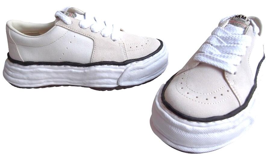 Maison MIHARA YASUHIRO（メゾン ミハラ ヤスヒロ）【"ERIC" OG Sole Mix Material Low-top Sneaker】"エリック" オリジナルソール ミックスマテリアル ローカットスニーカー☆WHITE☆