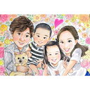 家族写真の代わりになる記念写真風の似顔絵 写真にはないあたたかみのある思い出になります 結婚記念日 誕生日 入学 入園 家族の節目の思い出に あきよ 写真から似顔絵 贈り物 ギフト 贈呈用 色紙 イラスト おすすめ 喜ばれる サプライズ カラフル キレイ おしゃれ