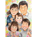 かわいいタッチの家族の似顔絵 普段の感謝の気持ちを似顔絵にして送りませんか。 似顔絵 ギフト プレゼント 贈り物 サプライズ あきよ 写真から似顔絵 贈り物 ギ...