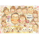 皆が最高の笑顔になれる 家族で祝う記念日似顔絵 歴代ペットも一緒にお描きできます 結婚40周年 柴犬 ミニチュアダックスフンド シェットランドシープドッグ ペッ...