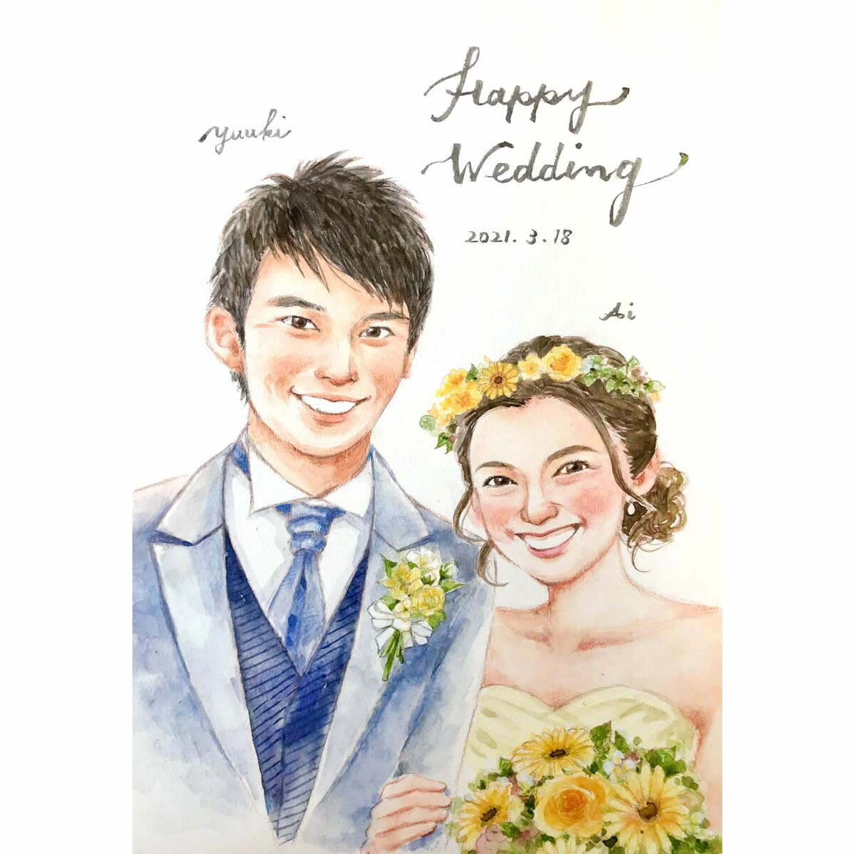 結婚式の似顔絵 ウェルカムボード サンクスボード 似顔絵 還暦 プレゼント 贈り物 ギフト お祝い 結婚 定年 退職 男性 女性 誕生日 結婚記念日 贈呈用 金...