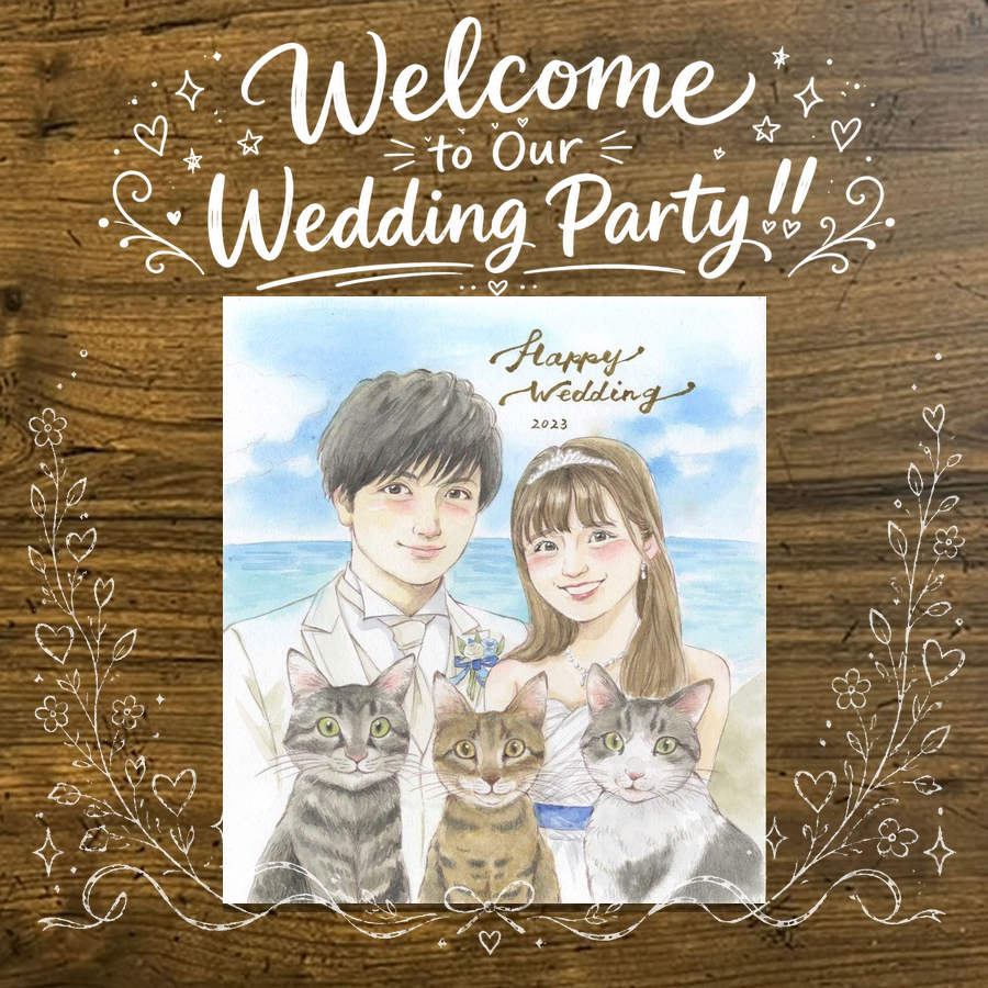 Rakuten - 似顔絵 ギフト 結婚祝い 名入れ 手描き 贈り物 プレゼント 結婚式 婚礼 ウェルカムボード ウェディング 結婚祝い カップル 両親 新郎 新婦 下書き確認 修正無料 名入れ サプライズ そっくり 宝物 実績多数 一生もの ウェディング 思い出 ブライダル 感激 引っ越し
