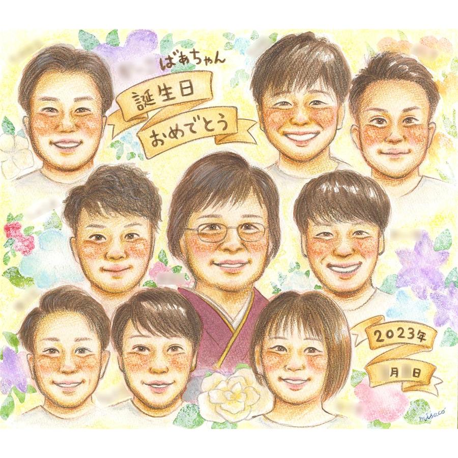 Rakuten - バースデー 贈り物 似顔絵 ギフト 名入れ プレゼント 手描き バースデー お祝い サプライズ 記念 大人数 彼氏 彼女 恋人 友人 修正無料 下書き確認 名入れ かわいい 親孝行 サプライズ 似てる 記念 宝物 バースデー 一生もの おすすめ 還暦祝い ウェディングギフト