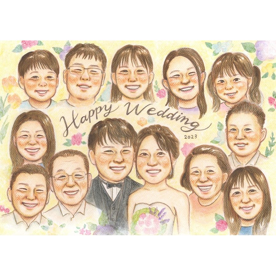 Rakuten - 結婚祝い プレゼント 似顔絵 贈り物 手描き ギフト 名入れ 結婚式 感謝 サンクスボード 披露宴 お祝い 大人数 新郎新婦 友達 職場 同僚 名入れ 下書き確認 修正無料 かわいい 親孝行 喜ばれる 実績多数 婚礼 新郎新婦ギフト 宝物 入籍 サンクスボード 初任給 メモリアル