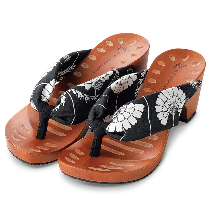 下駄 みずとり hitete ハイテテ KCCシリーズ kcc-16 koha* 松虫草・ノワール/黒 | 水鳥工業 レディース げた サンダル 痛くない 女性 日本製 国産 履きやすい下駄 浴衣 夏 洋服 着物 履物 可愛い おしゃれ ファッション カジュアル mizutori