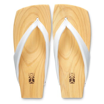 みずとりのげた(下駄)茶人sa-07スムース革/ホワイト水鳥工業