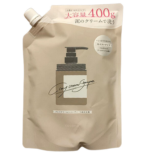 【マラソン限定！ポイント6倍！】cocone クレイクリームシャンプー モイスト 詰め替え 400g 泡立たない クリームシャンプー オールインワン ノンシリコン ベルガモットアールグレイの香り