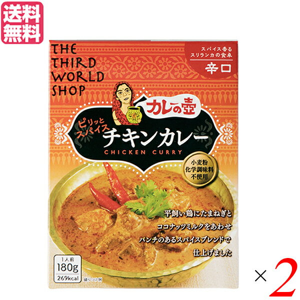 【マラソン限定!ポイント2倍!100円クーポン!】カレーの壺 レトルト カレー ピリッとスパイスチキンカレー 辛口180g 第3世界ショップ 2箱セット 送料無料