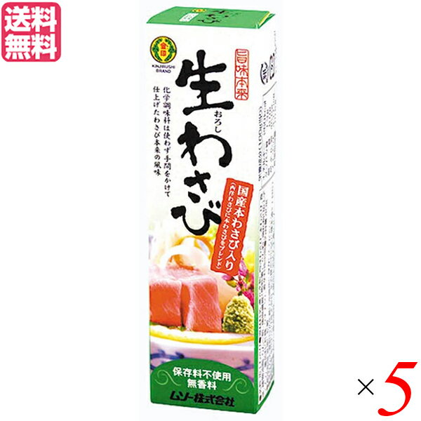 【お買い物マラソン！ポイント6倍！】わさび 本わさび 生わさび 旨味本来 生おろしわさびチューブ 40g 5本セット 送料無料