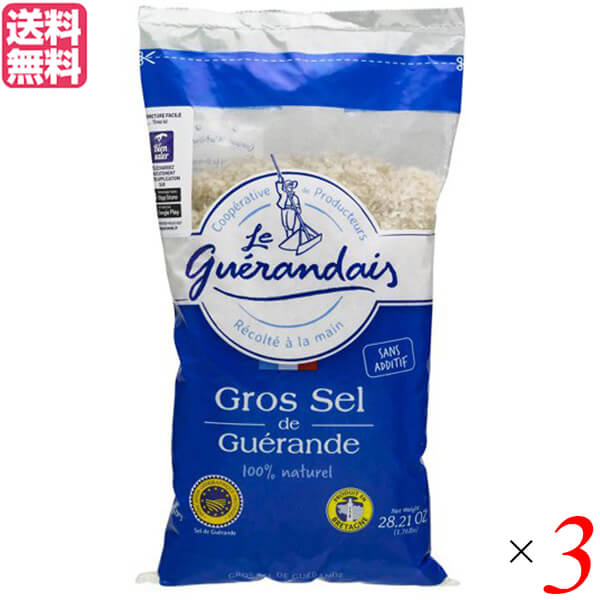 【マラソン限定!ポイント2倍!100円クーポン!】ゲランドの塩 粗塩 800g グロ・セル 3袋セット 送料無料