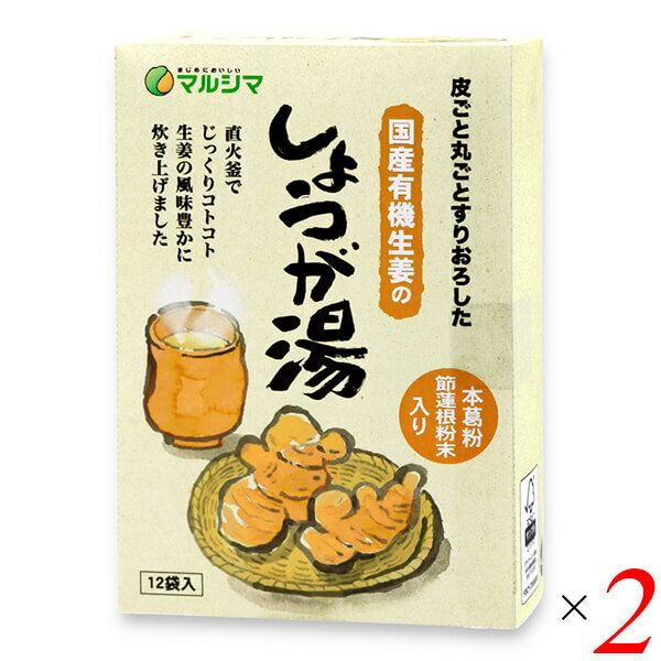 生姜湯 無添加 粉末 国産有機生姜のしょうが湯 ＜箱入＞240g(20g×12) 2個セット