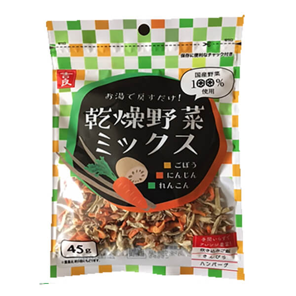 乾燥野菜 国産 無添加 乾燥野菜ミックス ごぼう・人参・れんこん 45g 吉良食品 送料無料