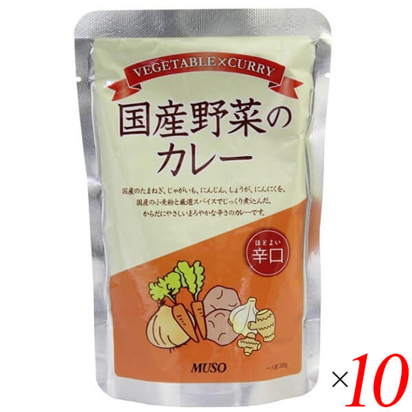 【お買い物マラソン！ポイント6倍！】カレー 国産 辛口 ムソー 国産野菜のカレー辛口 200g 10個セット 送料無料