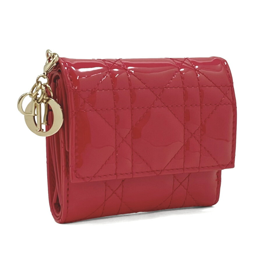 クリスチャン ディオール Christian Dior 財布 三つ折り LADY DIOR ロータスウォレット WARM FUCHSIA ...