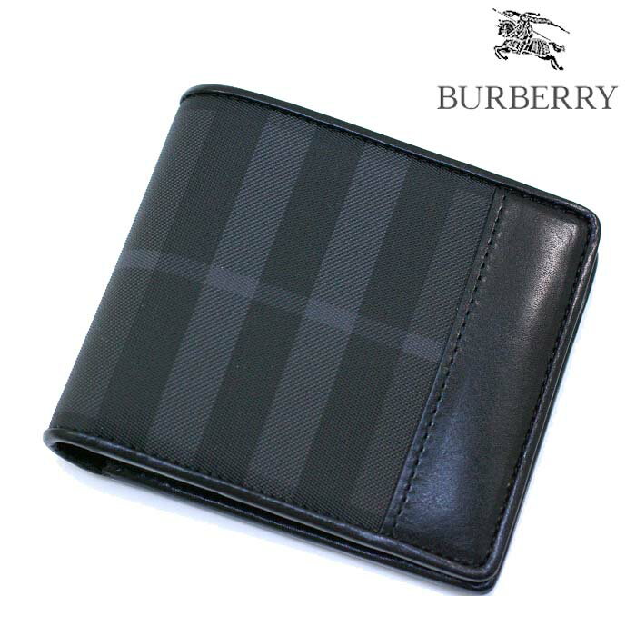 BURBERRY バーバリー 2つ折財布 メンズ ブリットチェック / ブラック 3546227 【クラシックチェック 黒 財布 サイフ ファスナー ウォレット プレゼント 】のサムネイル