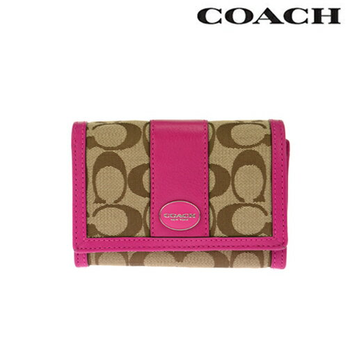 COACH コーチ財布 レガシー シグネチャー 二つ折り財布 / カーキー×ブライトマゼンダ 48465 SVBSA 【レディース 長財布 二つ折り ブランド プレゼント】のサムネイル