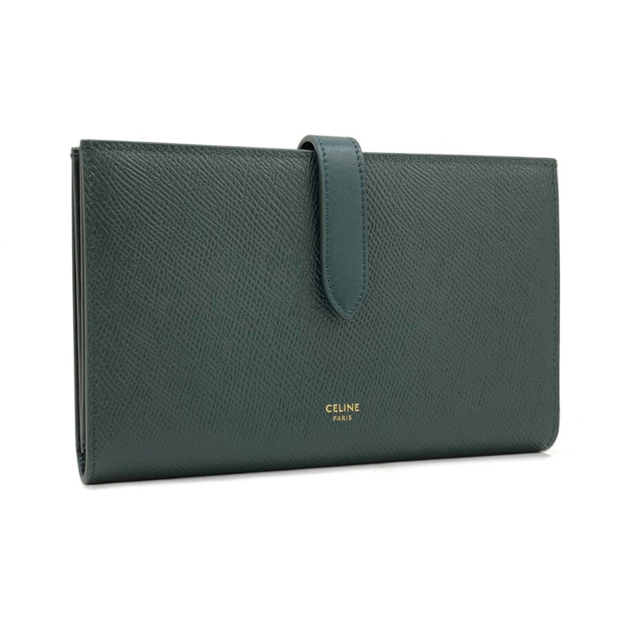 セリーヌ CELINE 長財布 二つ折り財布 ラージ ストラップウォレット グレインド カーフスキン アマゾン グリーン 緑 10B633BFP 31AN Large Strap Wallet Amazone 新品のサムネイル