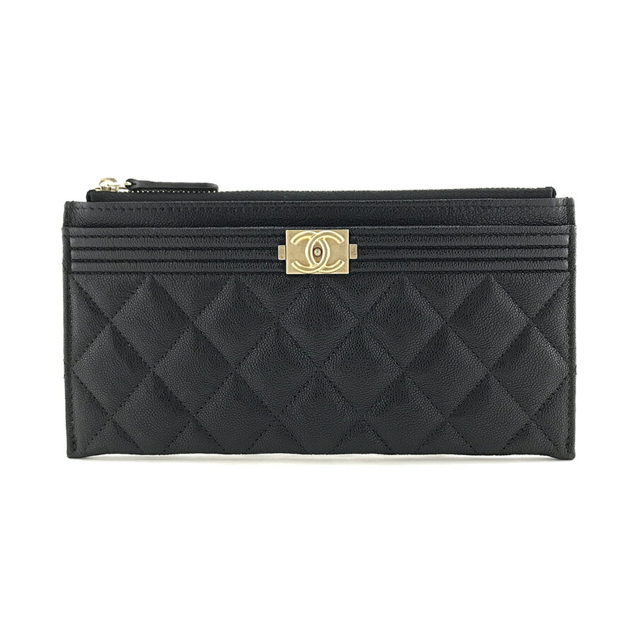 【楽天市場】シャネル CHANEL 長財布 ポーチ ボーイシャネル キャビアスキン ブラック ゴールド金具 A81254 Y83621