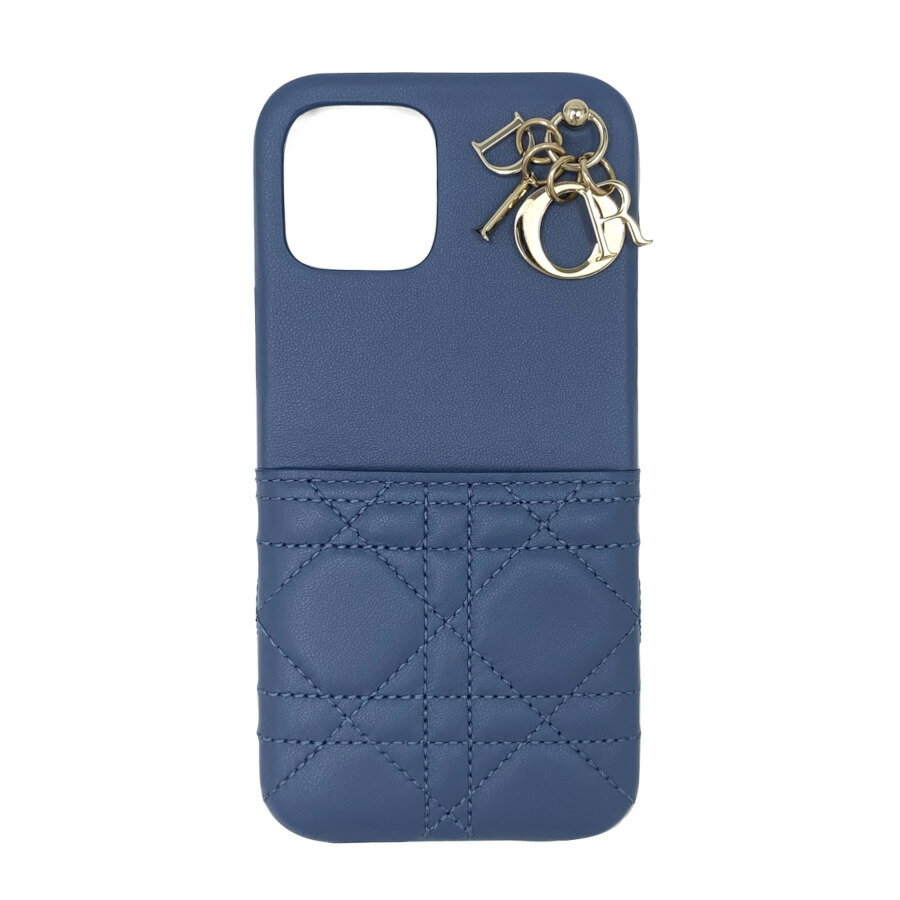 クリスチャン ディオール Dior スマホケース iPhone11 pro max ケース LADY DIOR レディディオール カナージュ ラムスキン デニムブルー S0746ONMJ M90B 新品のサムネイル