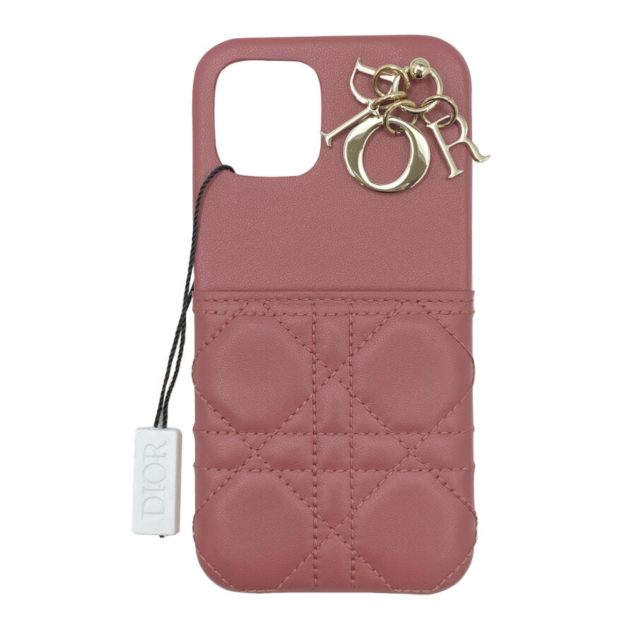 LADY DIOR スマホケース iPhone12 12pro ケース カナージュ ラムスキン ヤローピンク スマートフォン 携帯 アイフォン レディディオール クリスチャンディオール Christian Dior S0878ONMJ M71P 新品のサムネイル