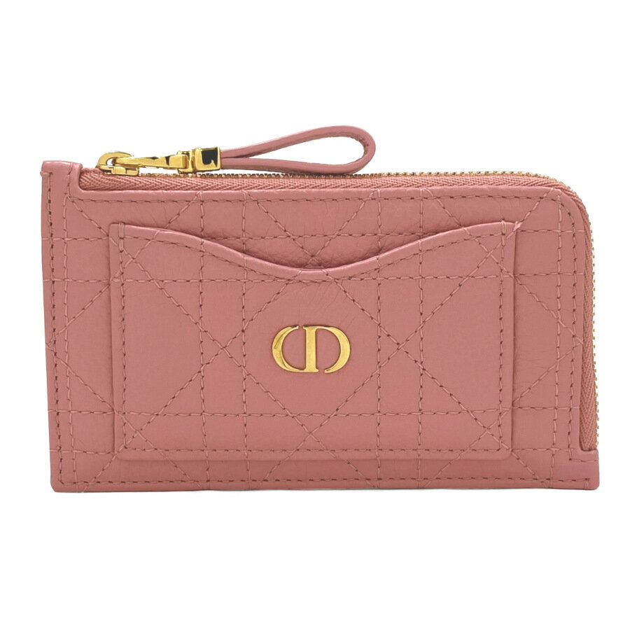 クリスチャンディオール Christian Dior DIOR CARO コンパクト ジップ カードホルダー カナージュ カーフスキン ピンク カードケース フラグメントケース S5131UWHC M89P 人気 ギフト プレゼント 新品