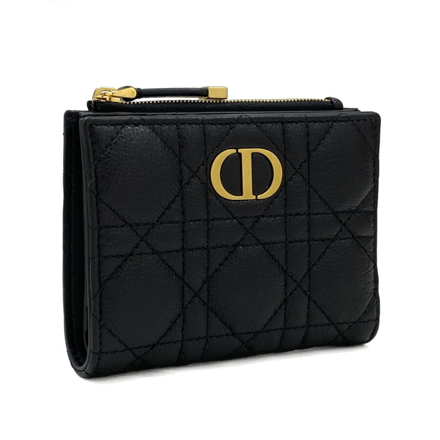 【新品】クリスチャンディオール Dior DIOR CARO ダリアウォレット 折り財布 財布 ブラック カナージュ カーフスキン S5173UWHC M900 人気 ギフト プレゼントのサムネイル