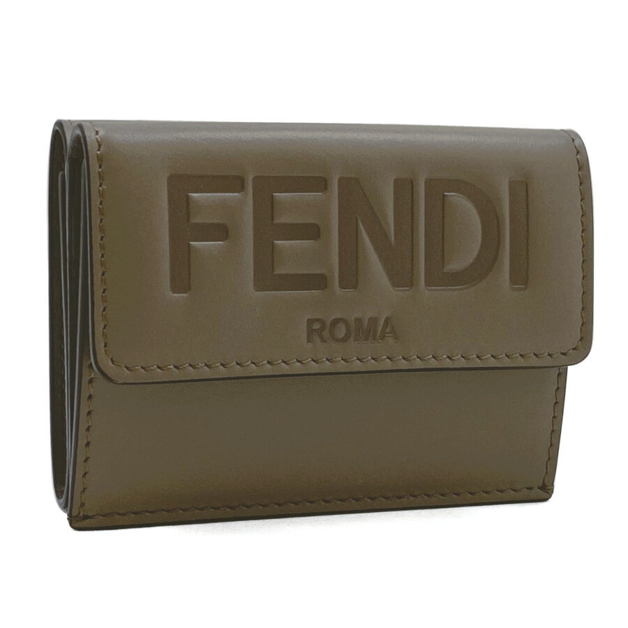 フェンディ 財布（レディース） フェンディ FENDI ロゴ マイクロ 三つ折り財布 コンパクト ミニ TARTUFO タルトゥフォ グレー ベージュ レザー ゴールド金具8M0395AAYZF1F1M 新品 ラッピング無料 ギフト プレゼント 贈り物