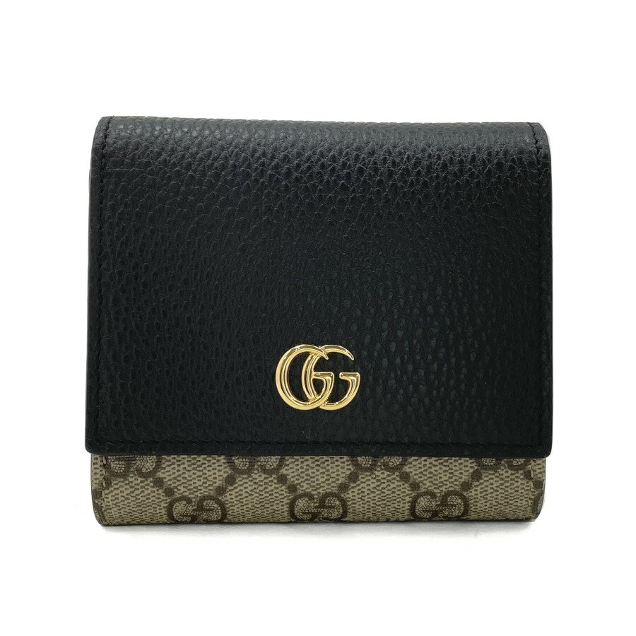 グッチ 革財布 レディース グッチ GUCCI 財布 二つ折り ミディアム ウォレット ミニ コンパクト GGマーモント GGスプリーム ダブルG レザー ブラック ベージュ 598587 17WAG 1283 新品