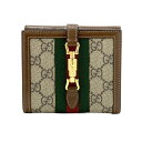 グッチ GUCCI 《 ジャッキー 1961 》 フレンチフラップ ウォレット 二つ折りウォレット 折り財布 GGスプリームキャンパス ウェブ ストライプ ピストン ディテール レザー ベージュ エボニー レディース メンズ 658550 HUHHG 8565 新作 新品