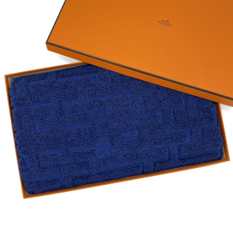 エルメス HERMES タオル フェイスタオル バスタオル 大判 ステアーズ マリン ブルー 青 コットン 綿 100% 55cm×100cm H103191M...
